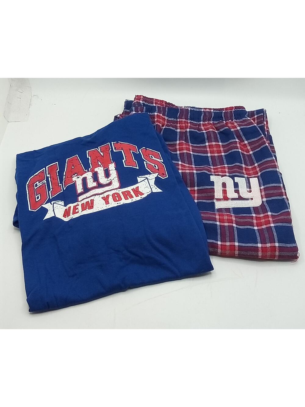 NY Giants NFL Flannel PJ Set SS Top + Pants Women's Large